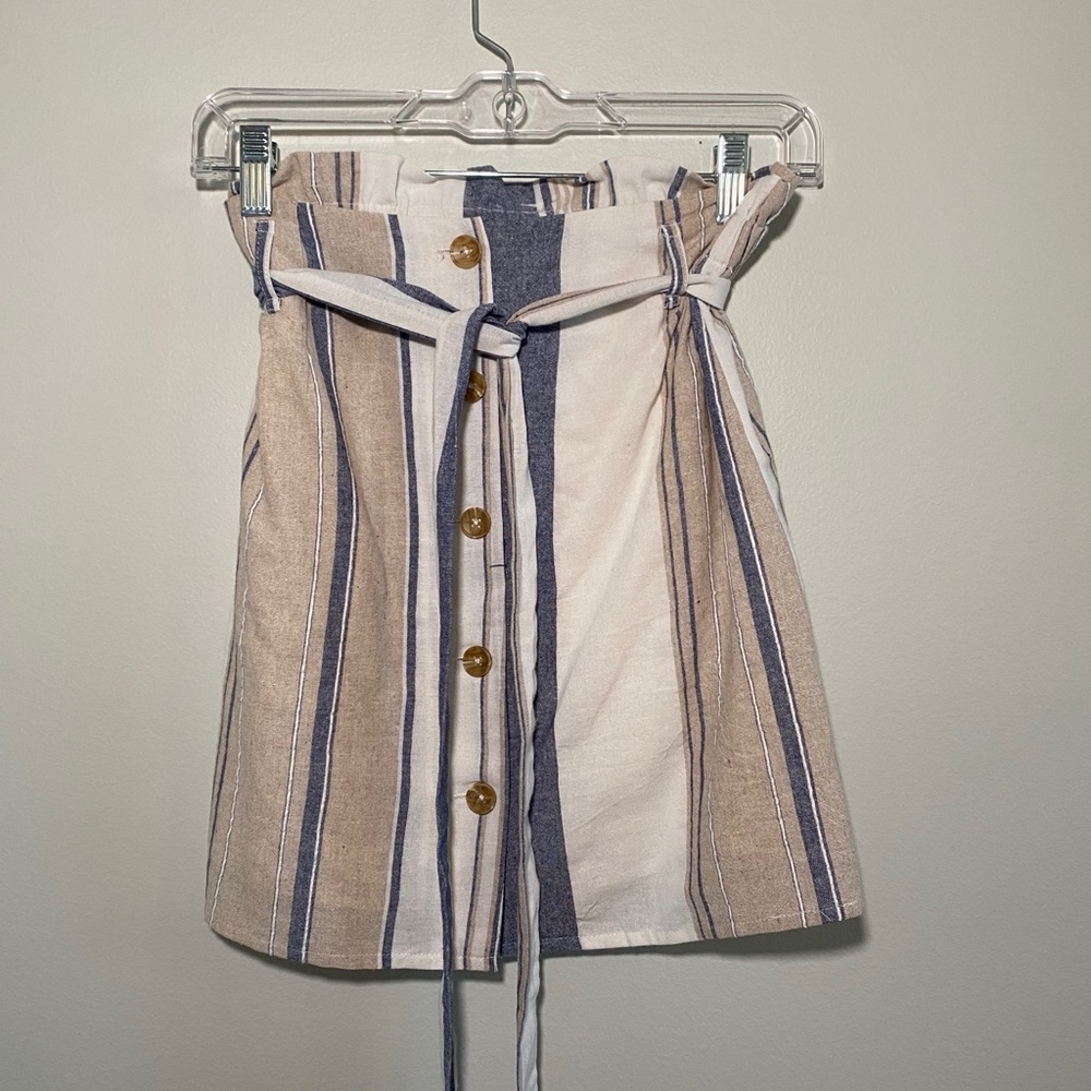 Button Up Striped Skirt